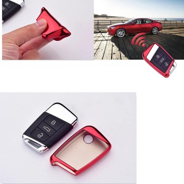 Smart Schlüssel Gummi Schlüsselhülle in Rot Geeignet Für VW Golf 7