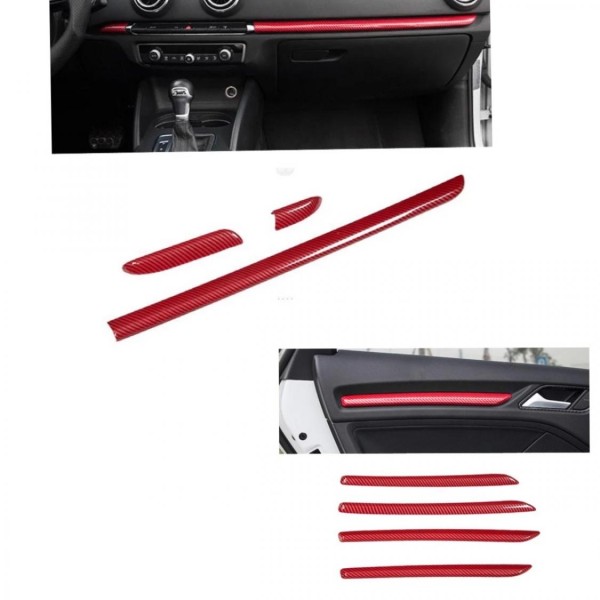 Mittelkonsole Türpappen Carbon Optik Blende Rahmen Abdeckung  Geeignet Für Audi A3 RS3 S3 V8