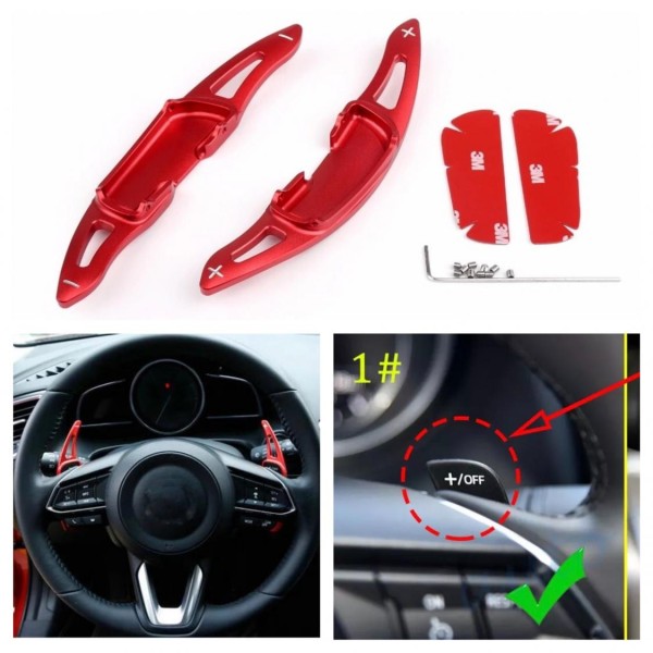Schaltwippen Verlängerung Shift Paddels Geeignet Für Mazda 3 6 CX-3 CX-4 CX-5 MX-5 Atenza Axelain Rot