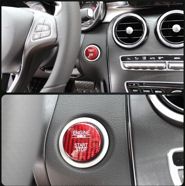 Start Stop Blende Abdeckung Carbon Optik Rot Geeignet Für Mercedes Benz A B C Klasse GLA GLC GLE GL