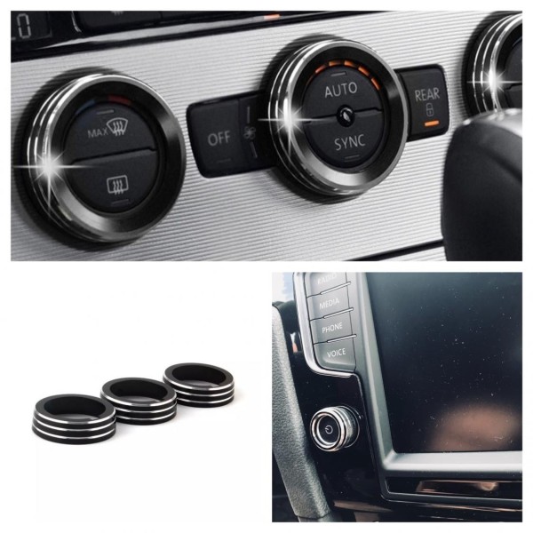 Radio Klima Heizungsregler Schalter Aluringe Geeignet Für VW Tiguan 2 Passat B8 T-Roc Aerton Touran Caddy Polo