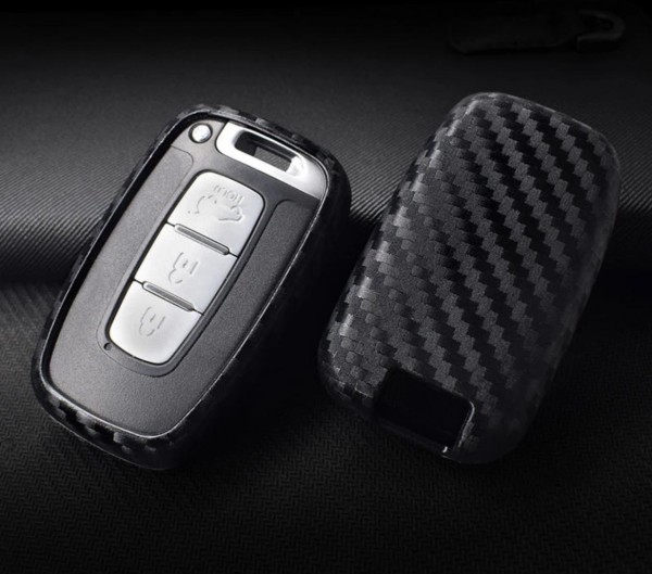 Schlüssel Gummi Cover Schlüsselhülle Carbon Optik Geeignet Für Hyundai Santa Fe Sorento Sorata Equus