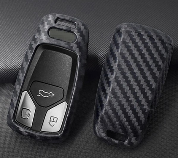Schlüssel Gummi Cover Schlüsselhülle Carbon Optik Passend für Audi A4 A5 A6 A7 Q5 Q7 S4 S5 S6 S7 SQ5 SQ7