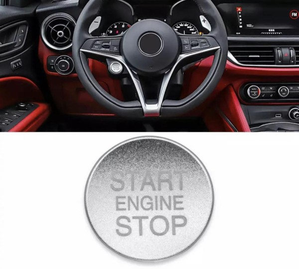 Lenkrad Rahmen Blende Start Stop ABS Matt Silber Geeignet Für Alfa Romeo Giulia Stelvio Romeo Mito Giulietta