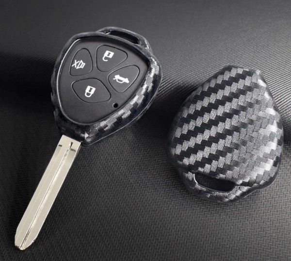 Schlüssel Gummi Schlüsselhülle in Carbon Optik Passend Für Toyota Camry Avalon Corolla Matrix Rav4 Venza Yaris