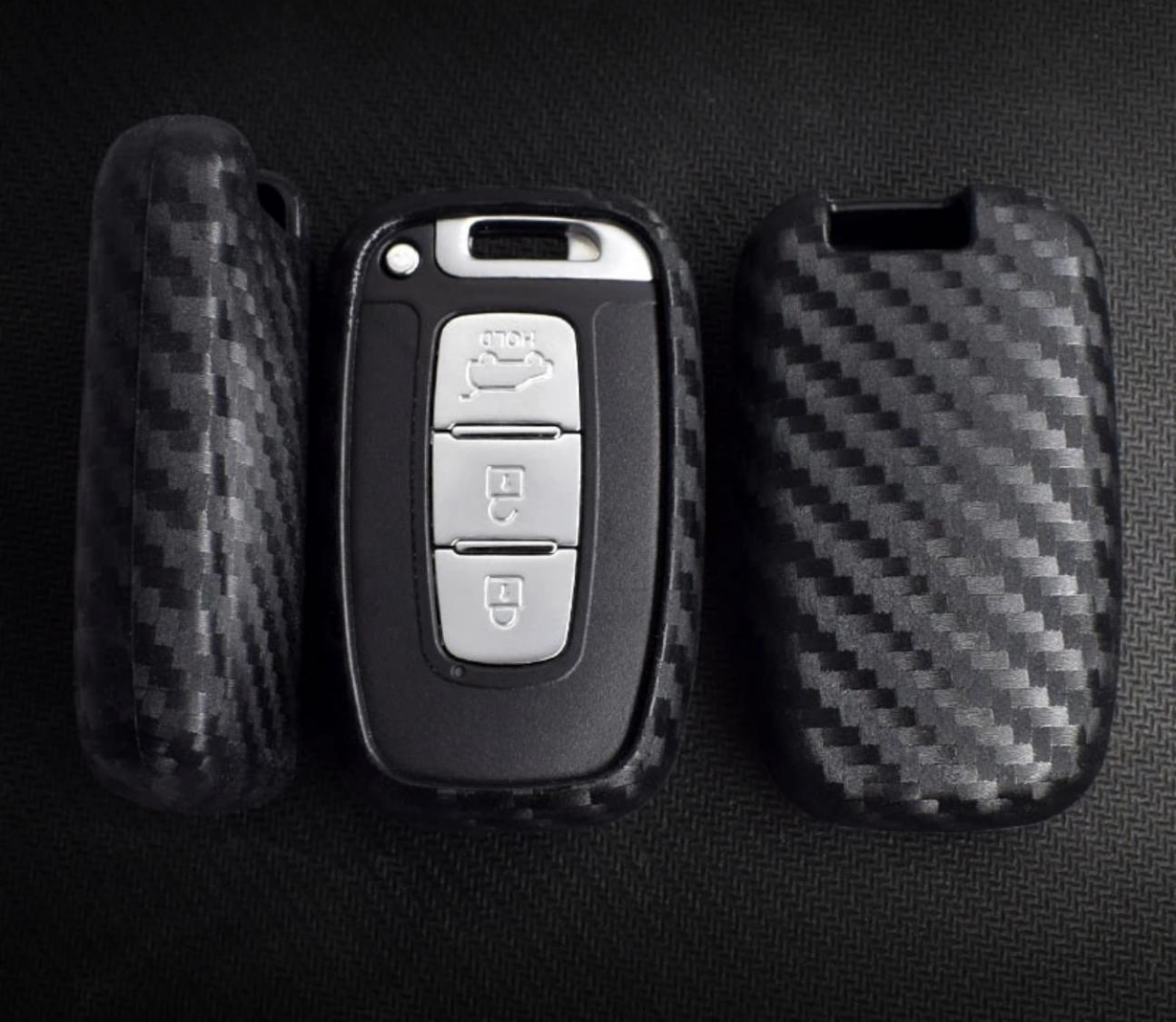 Schlüssel Gummi Cover Schlüsselhülle Carbon Optik Geeignet Für Hyundai  Santa Fe Sorento Sorata Equus online kaufen bei FFZ Parts oder Carstyler  Der Kofferraumschutz für Dein Auto