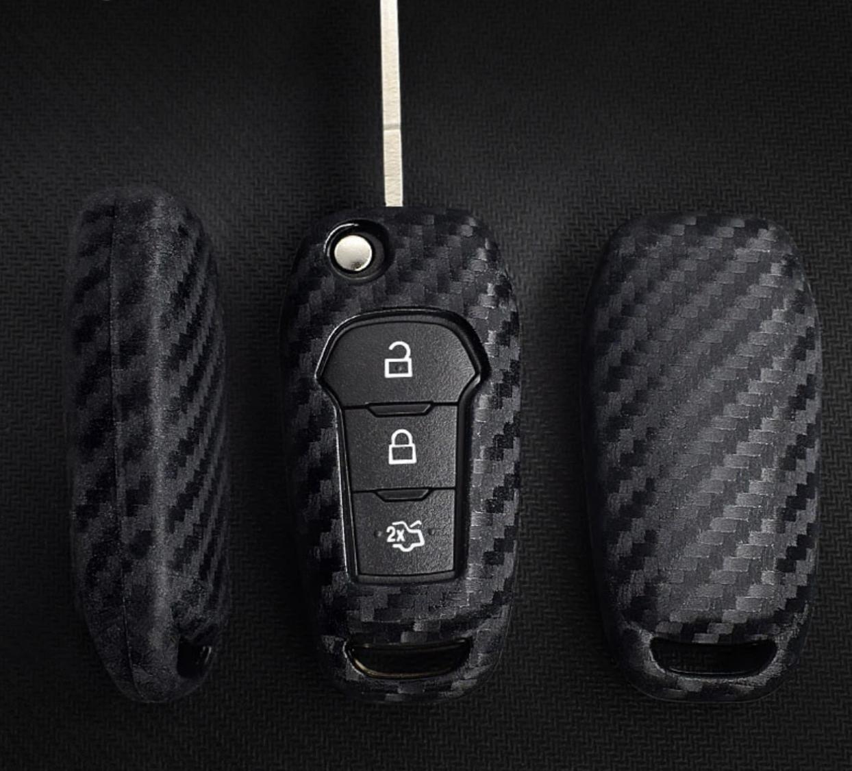 Schlüssel Gummi Cover Schlüsselhülle Carbon Optik Geeignet Für Ford Fiesta Focus  C-Max S-Max Kuga Ed online kaufen bei FFZ Parts oder Carstyler Der  Kofferraumschutz für Dein Auto