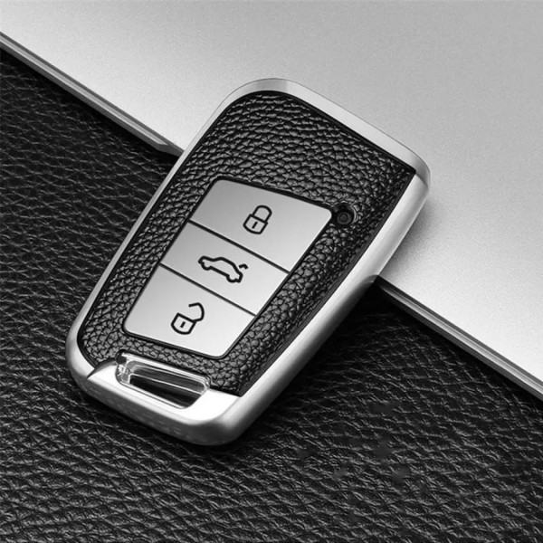 Smart Schlüssel Gummi Schlüsselhülle in Silber Passend Für VW Golf 7 T-Roc Tiguan 2 Passat B8 Aerton