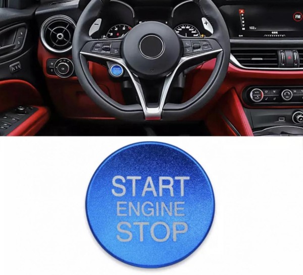 Lenkrad Rahmen Blende Start Stop ABS Matt Blau Geeignet Für Alfa Romeo Giulia Stelvio Romeo Mito Giulietta