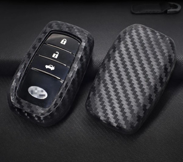 Schlüssel Gummi Cover Schlüsselhülle Carbon Optik Geeignet Für Toyota Camry Highlander Prado Crown Rav4