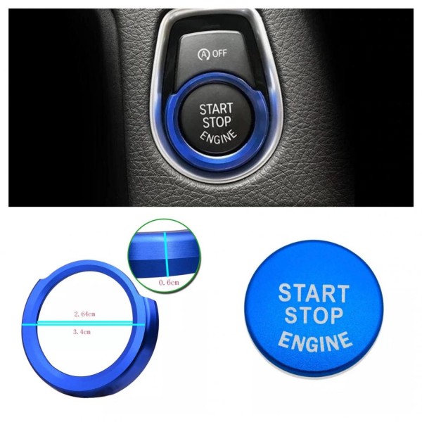 Start Stop Ring mit Druckknopf in Blau Passend für BMW 1er 2er 3er 4er 5er 6er 7er X1 X3 X4 X5 X6 GT