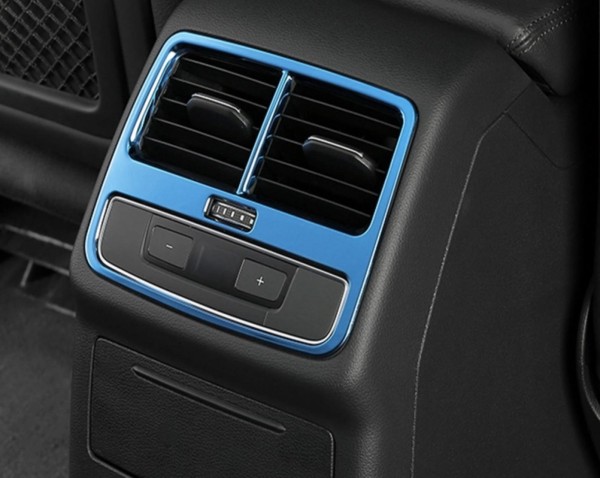 Mittelkonsole Hinden Lüftungsabdeckung Blende Geeignet Für Audi A4 S4 RS4 B9 in Edelstahl Blau