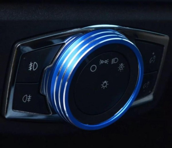Lichtschalter Alu Ring Geeignet Für Ford Focus Mondeo 3 Ecosport Edge Blau