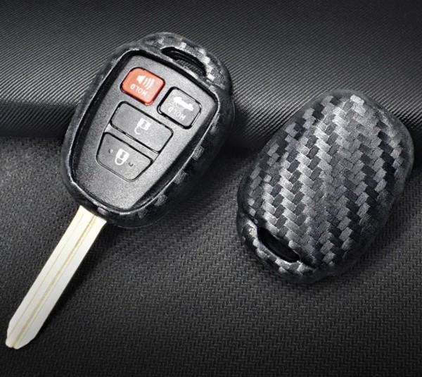 Schlüssel Gummi Schlüsselhülle in Carbon Optik Geeignet Für Toyota Camry Avalon Corolla Matrix Rav4 Venza Yaris